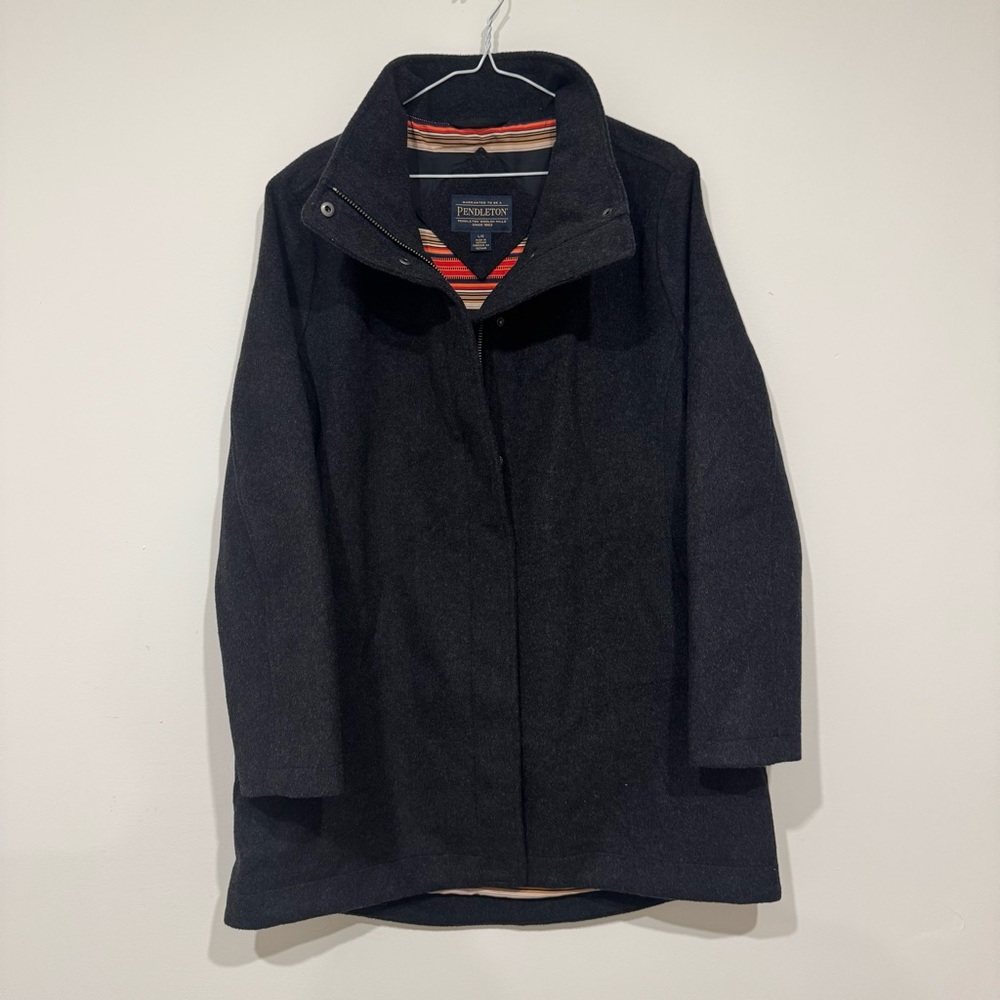 Pendleton Womens Wool Blend Full Zip Jacket Grey Size L EUC